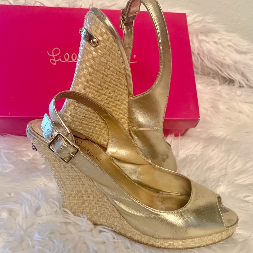 Lilly Pulitzer Kristin Slingback Wedge Heels Sz8.5